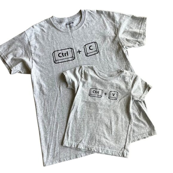 Matching Dad/Mom & Toddler Copy Paste Shirt Set - Size Large & 3T - Picture 1 of 11